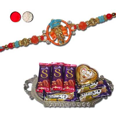 "Designer fancy Rakhi  FR 8350 A (Single Rakhi), Choco Thali - code RC01 - Click here to View more details about this Product